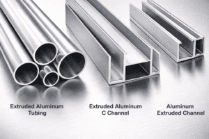 different forms of extruded aluminum, including extruded aluminum tubing, extruded aluminum c channel, and aluminum extruded channel