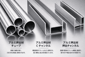 押出成形アルミニウムの各種製品（押出アルミニウムチューブ、押出アルミニウムCチャンネル、押出アルミニウムチャンネルなど）