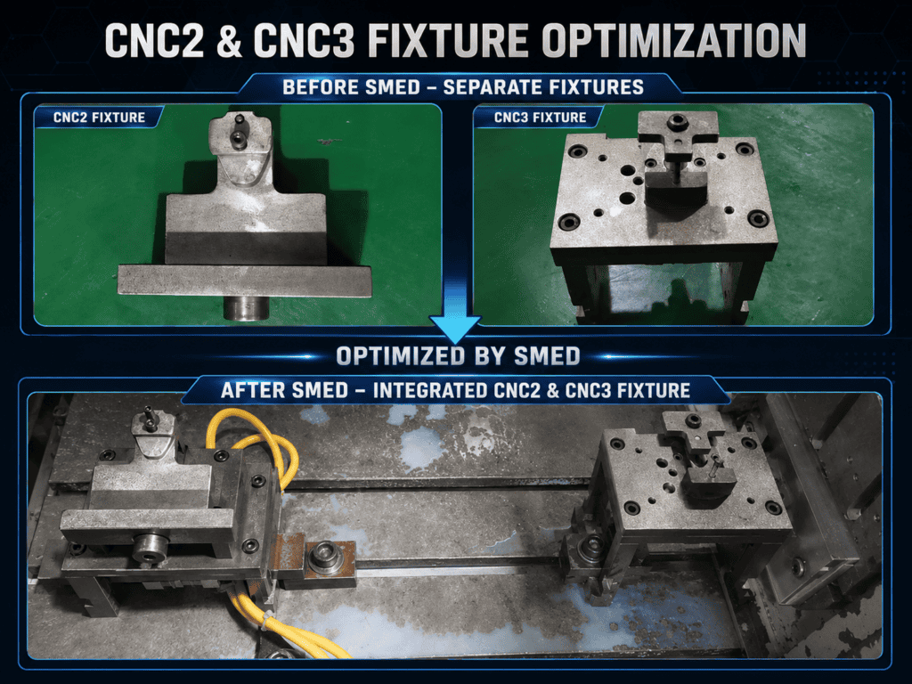 through process review and optimization, CNC2 and CNC3 were arranged more efficiently, helping improve machining efficiency by around 10%